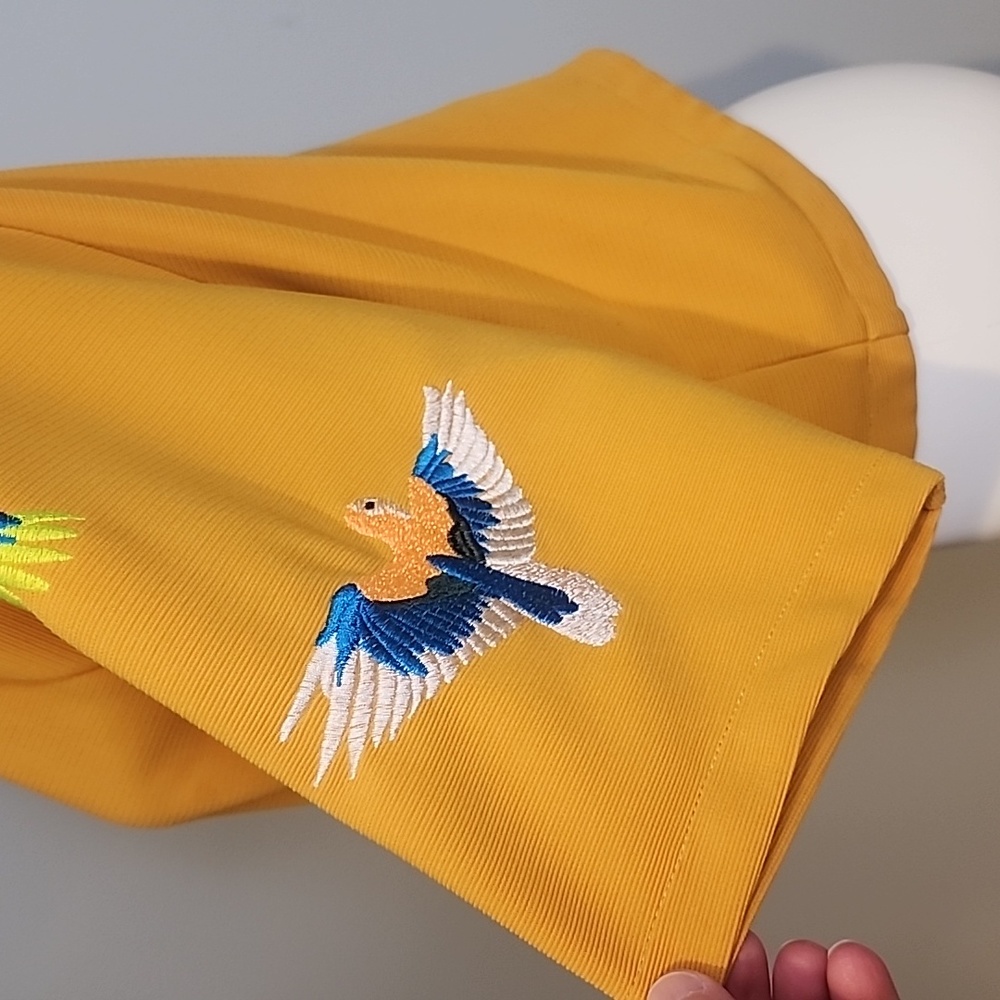 Mustard Seed Yellow Embroidered Bird Crop Top - Picture 6 of 12